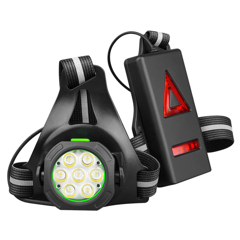 LED Night Running Light USB Rechargeable Ultra Bright Safety Lamp 3 Modes Sports Chest Light for Camping Hiking Running Qme Black