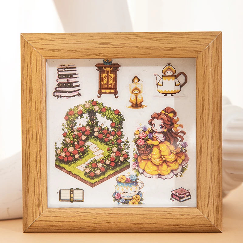 4 Books Retro Pixel Art Sticker Book, Versatile Story-Telling Decals for K-pop Photocards & Crafts Qme