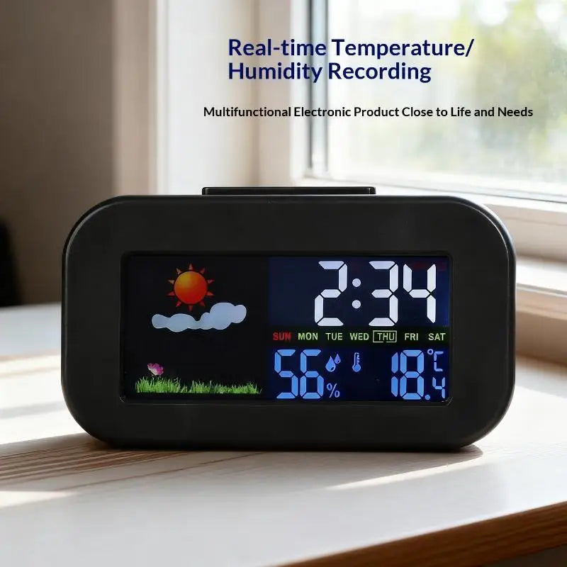 Display Temp Humidity Monitor Backlit Kids Teens Perfect Bedroom Dorm Qme