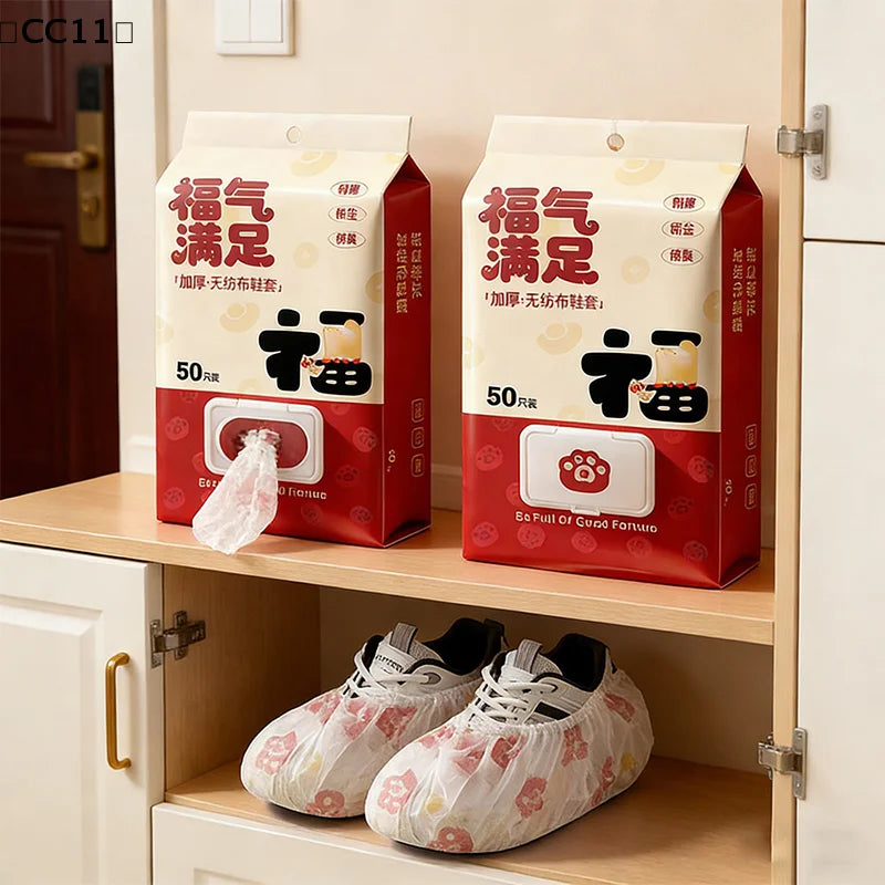 50 100 Disposable Thickened Cat Paw Shoe Covers Cleaning Hygiene Qme