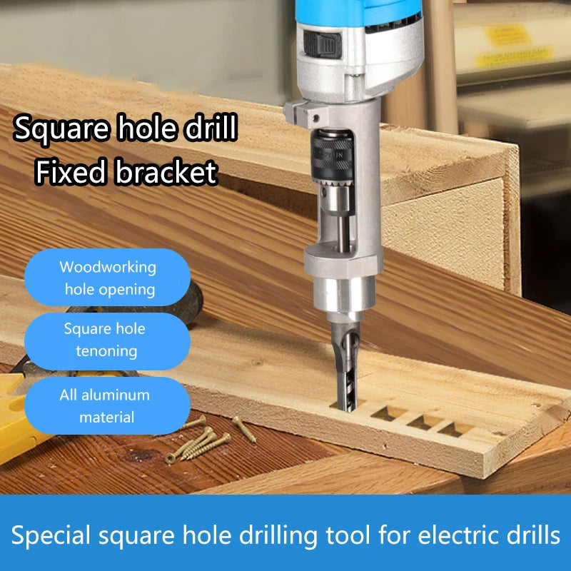 Square Hole Drill Bit Adapter Drill Bit Fixing Bracket Attachment Joint Mortiser Bit Power Tool For Hand Electric Drill Machines Qme