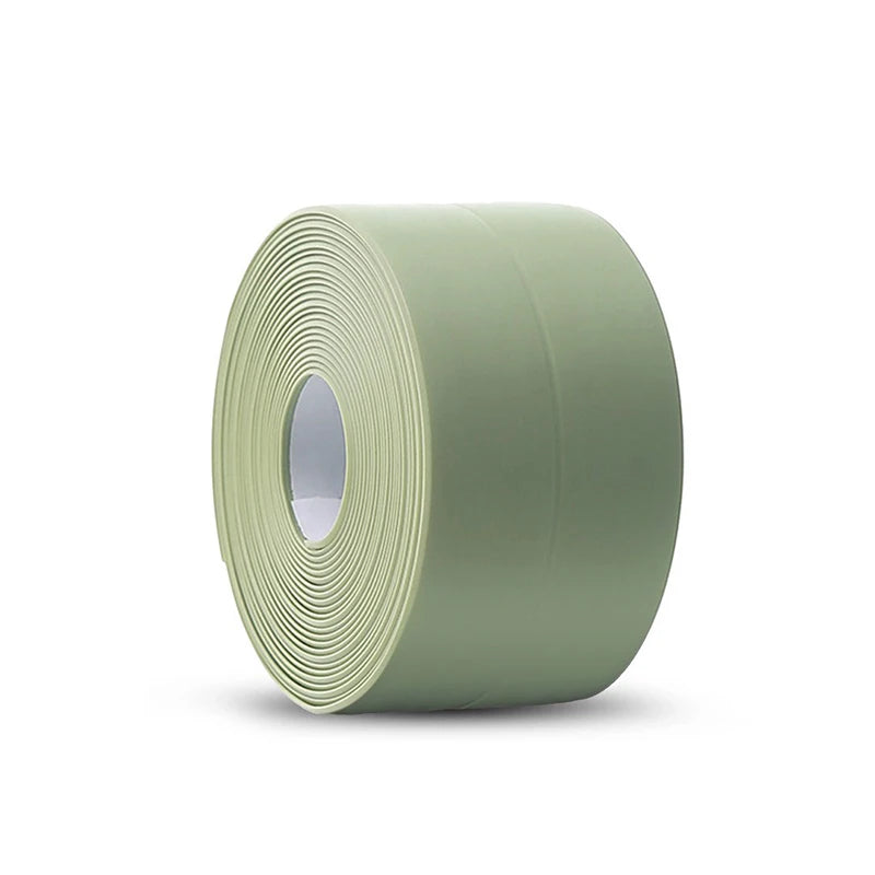 3.2M Bath Caulk Tape Self Adhesive Waterproof Toilet Sealing Strip Tape PVC Oil-Proof Kitchen Sink Edge Corner Wall Sticker Qme Green 3.2M(10.5Ft) 2.2CM(0.87in)