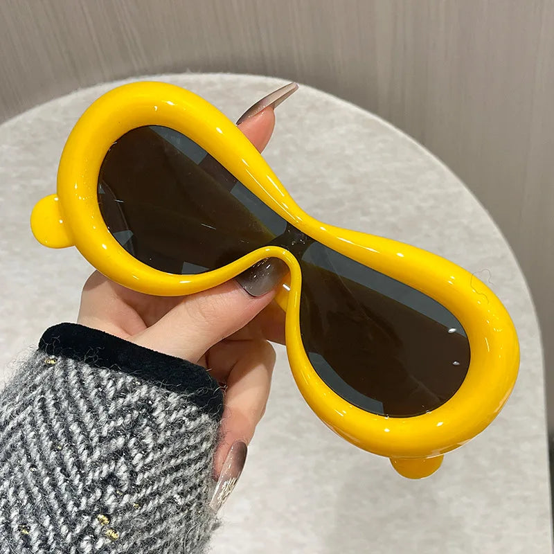New Oval Sunglasses for Men Women Fashion Retro Brand Design Shades Eyewear Female Candy Color Goggle Sun Glasses Qme YL