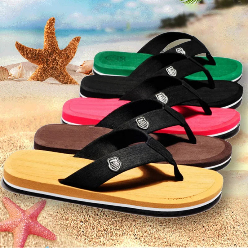 Men Flip Flops Beach Sandals Summer Slippers Non-Slip Casual Flat Shoes 2024 Slippers Indoor House Shoes For Men Outdoor Slides Qme