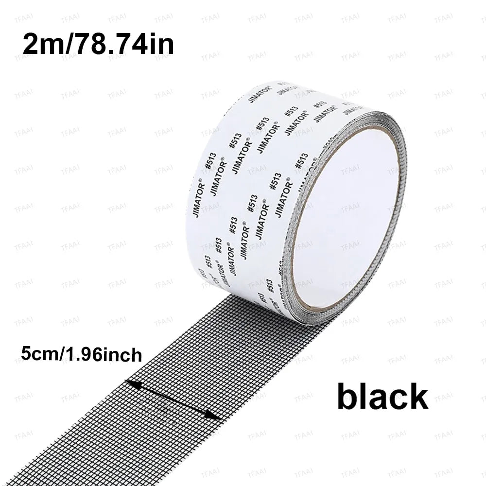 2/10m Window Mosquito Net Repair Tape Self-Adhesive Screen Repair Patch Strong Anti-Insect Fly Mesh Broken Holes Repair Tape Qme 5cmx2m Black 1pc