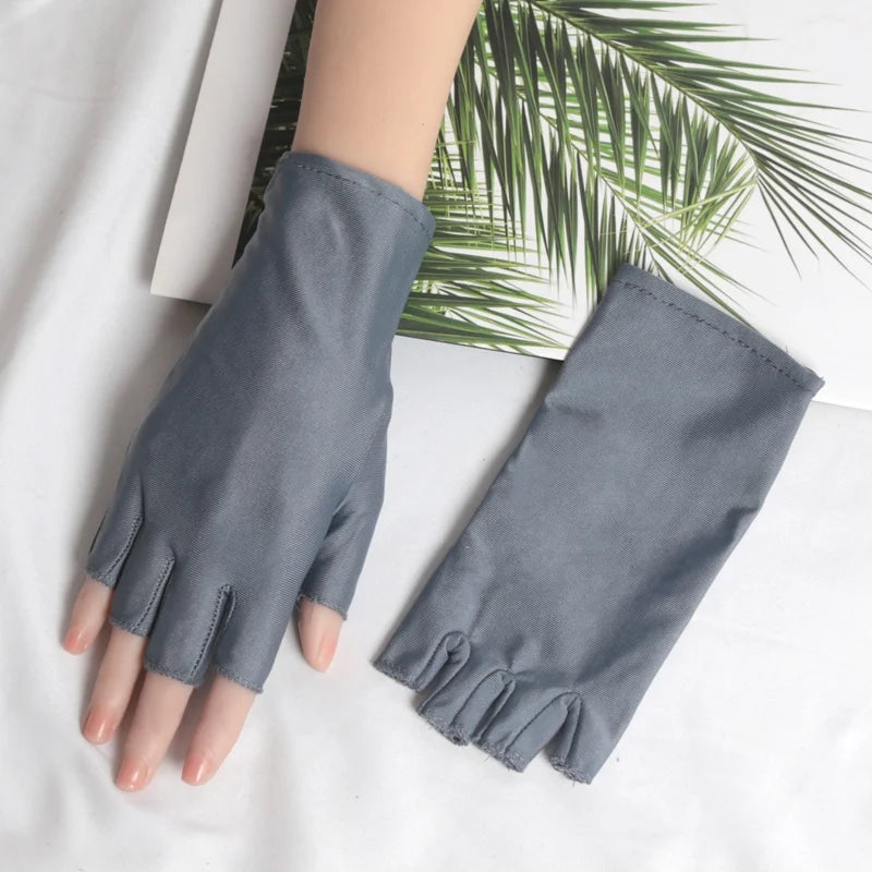 1 Pair Black Summer Half Fingers Gloves Breathable Thin Semi-finger Qme Dark Grey