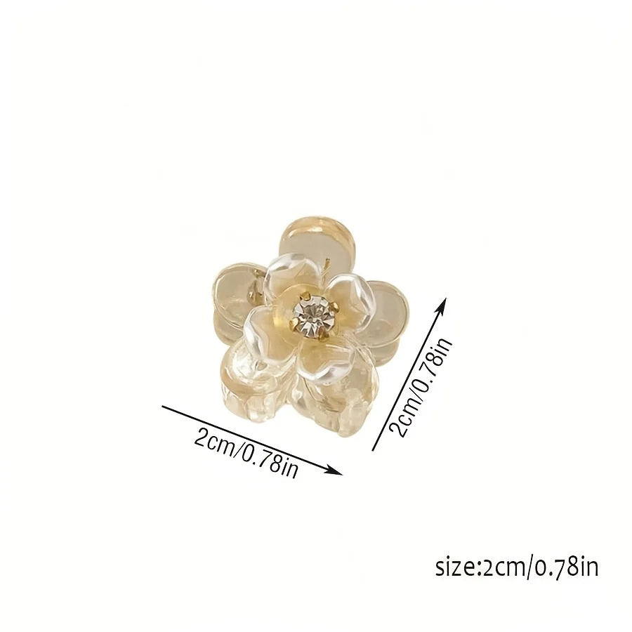 Cute Mini Flower Hair Clips, Transparent Crystal Hair Claw for Bangs & Side Hair Qme