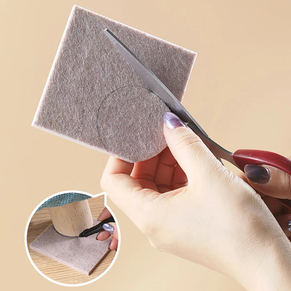 3-72PCS Felt Chair Leg Pads Round Square Floor Protector Self Adhesive Furniture Pads Mute Bumper Pad Home Furniture Feet Mat Qme