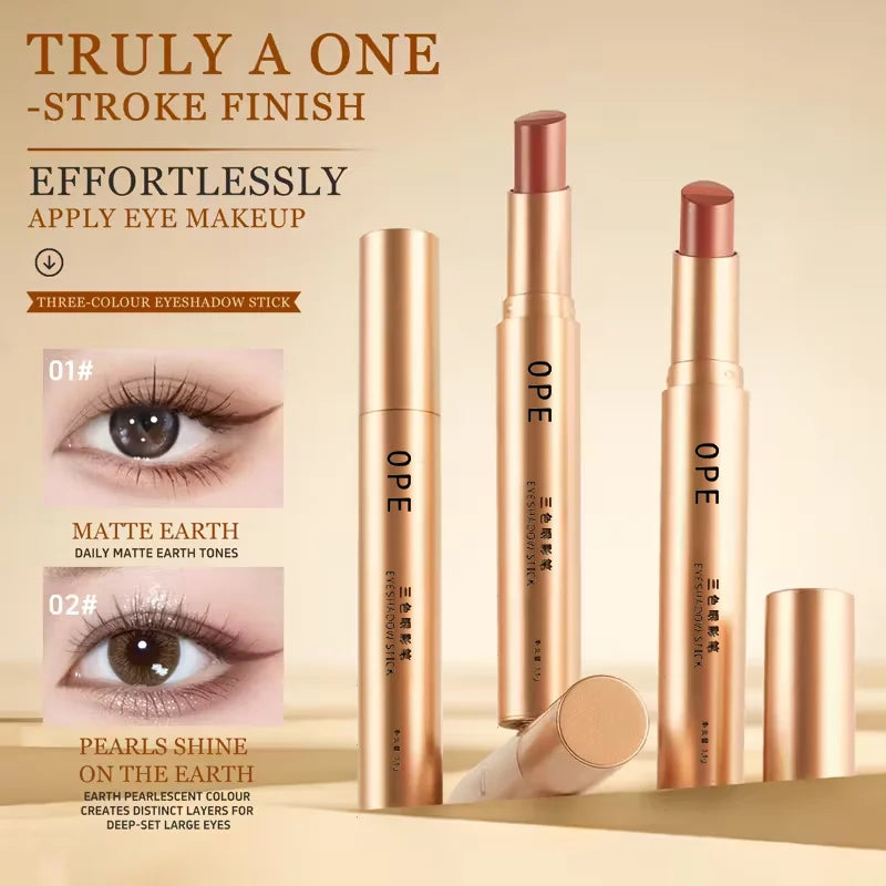 Three-color Gradient Eye Primer Stick Eyeshadow Smooth Application Qme