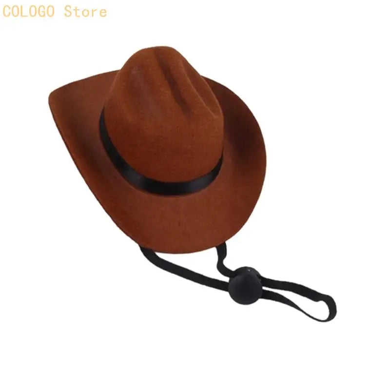 Western Denims Hat Dog Cats Nonwoven Comfortable Breathable Easyly Qme brown S CN