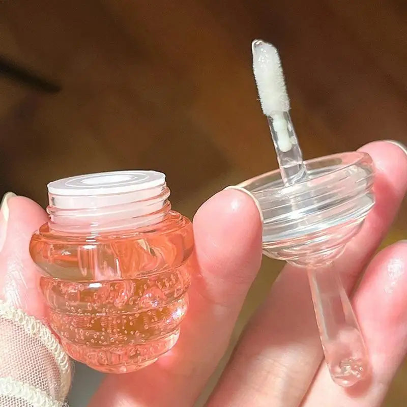Lovely Honey Pot Lip Oil Lip Gloss Lip Balm Hydrating Lip Balm For Lip Care Moisturizing Clear Lip Oil Liquid Lipstick Qme