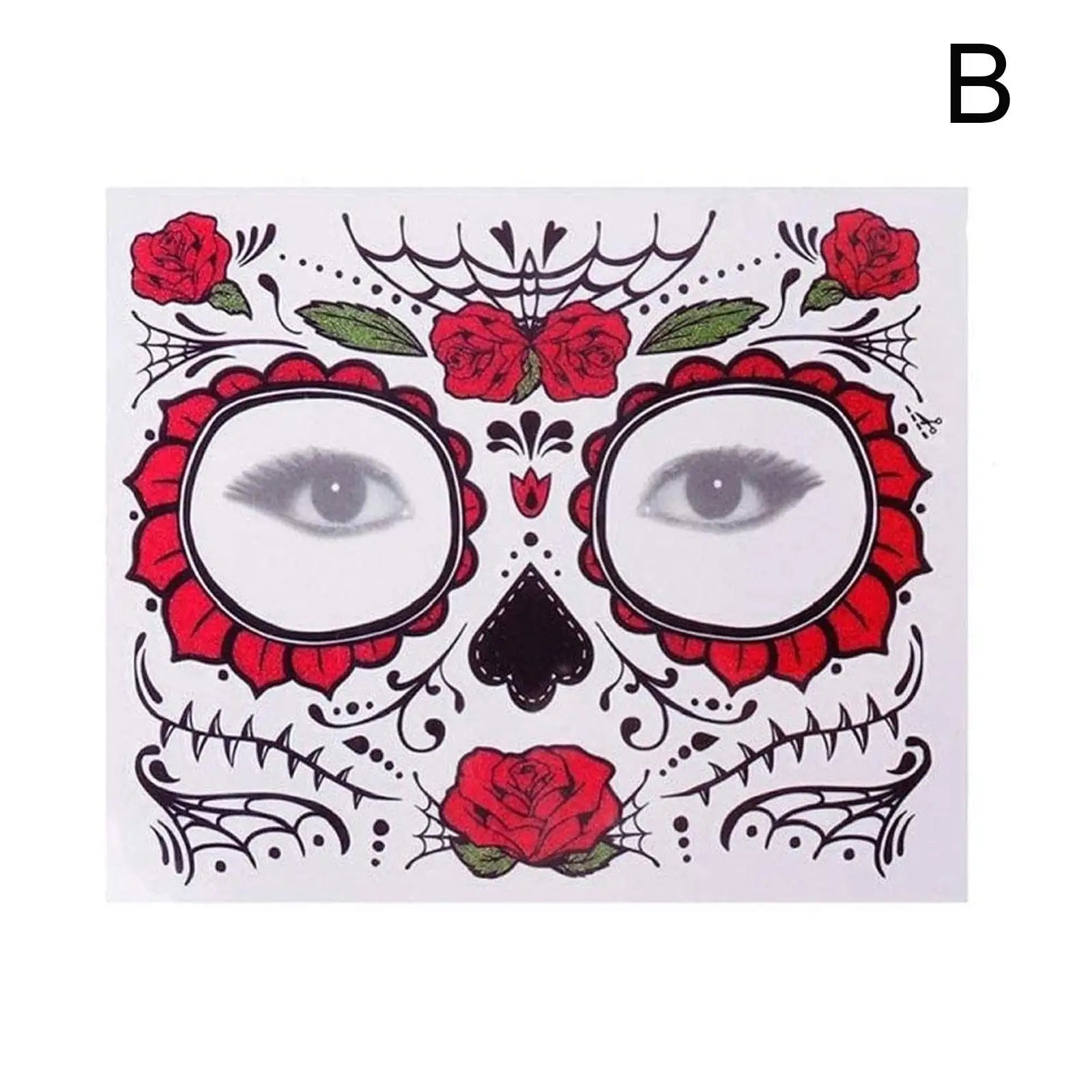 Day Of The Dead Face Tattoos, 13 Sheets Sugar Skull Temporary Face Tattoos Stickers For Halloween Party Facial Makeup Stickers Qme B China