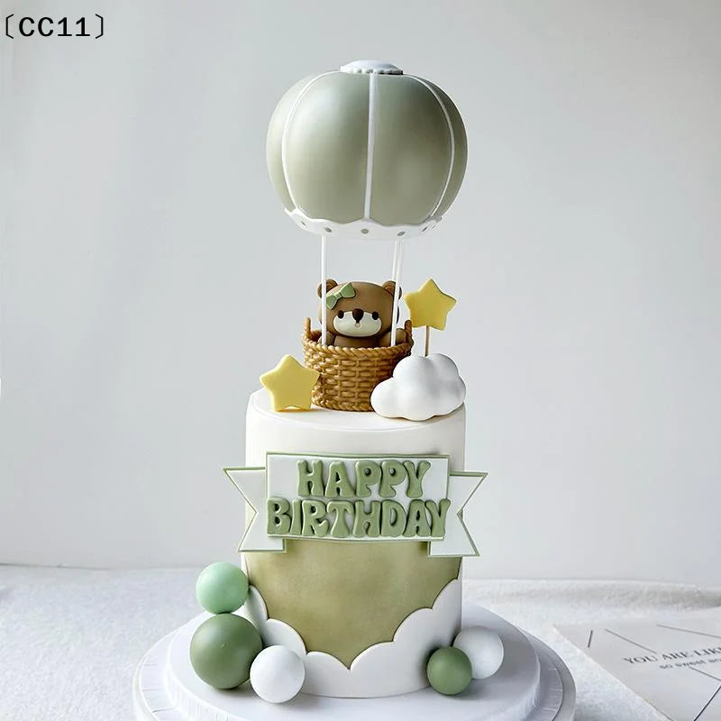 Blue Pink Air Balloon Cake Topper Gender Reveal Party Decoration Kids Qme