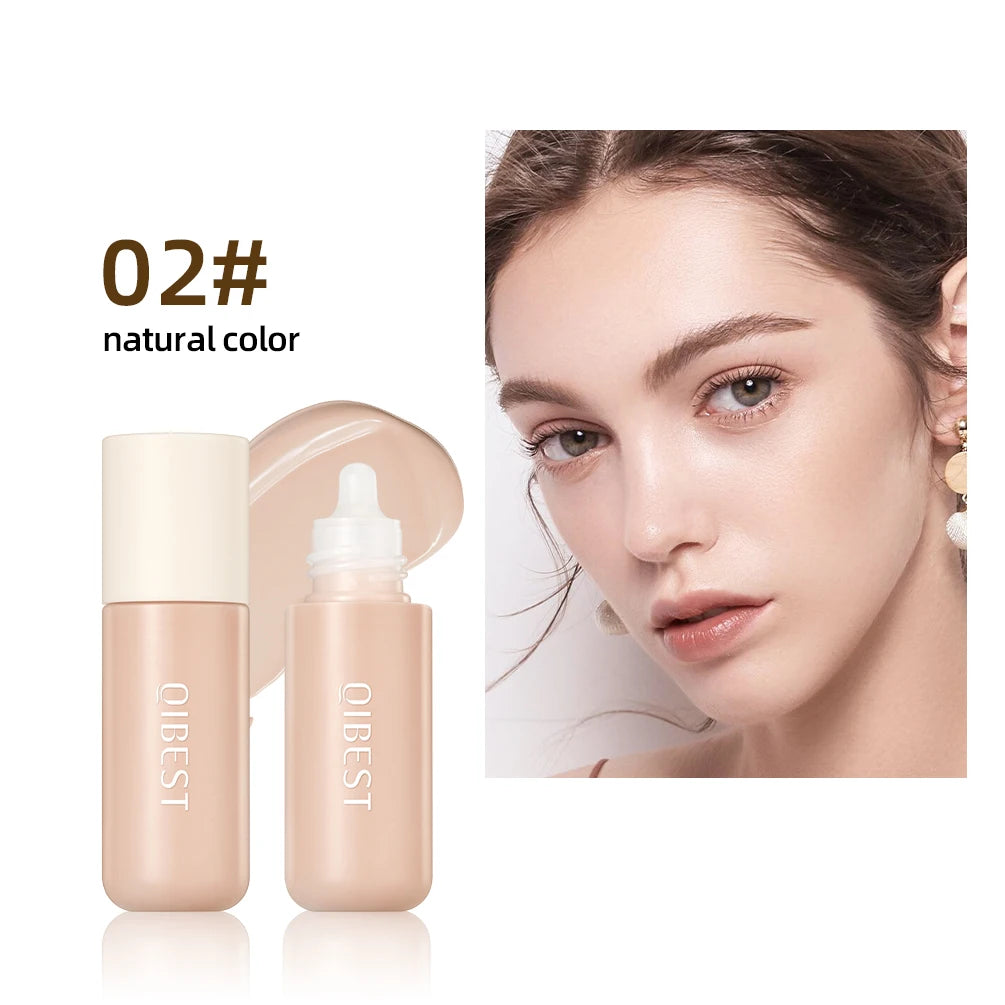 QIBEST Liquid Foundation High Coverage Waterproof Face Concealer Base Cream Lasting Oil-Control Professional Makeup For Women Qme 02