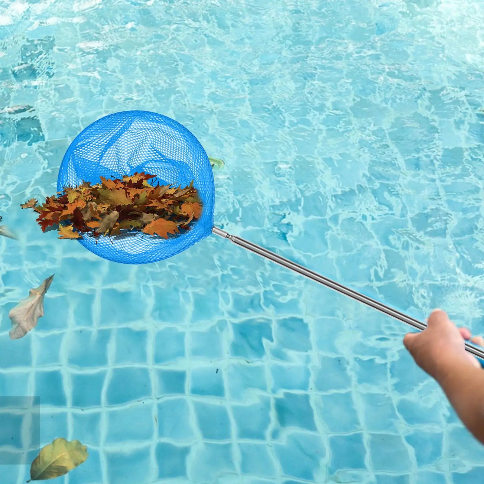Kids Fishing Net Stainless Steel Telescopic Anti Slip Small Catcher Frog Catching Net for Beach Aquarium Pool Outdoor Games Qme