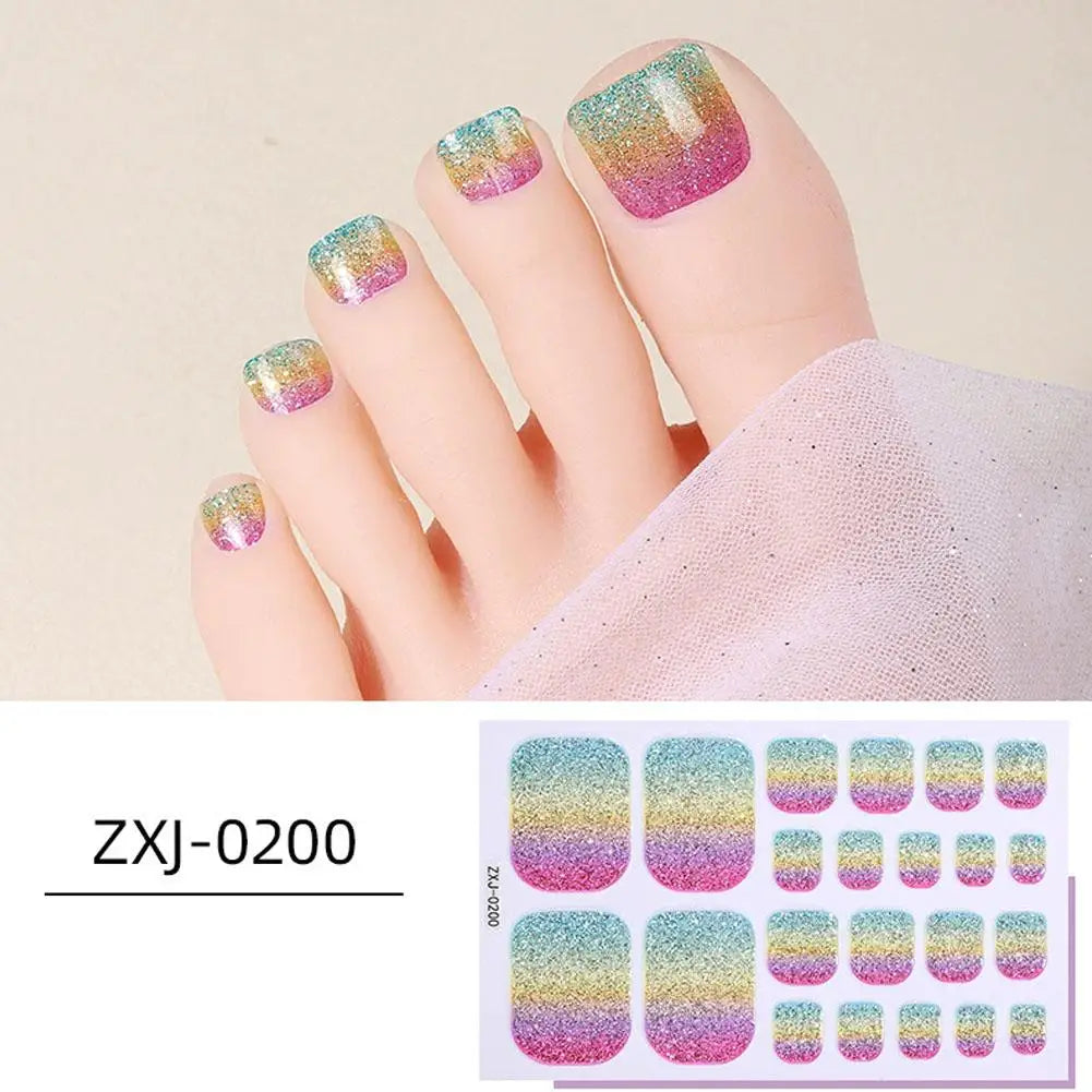 22 Srtips/sheet Toenail Semi Cured Gel Nail Wraps Long Lasting Full Cover Nail Gel Sticker Press on Nails Wraps Manicure Qme C CN