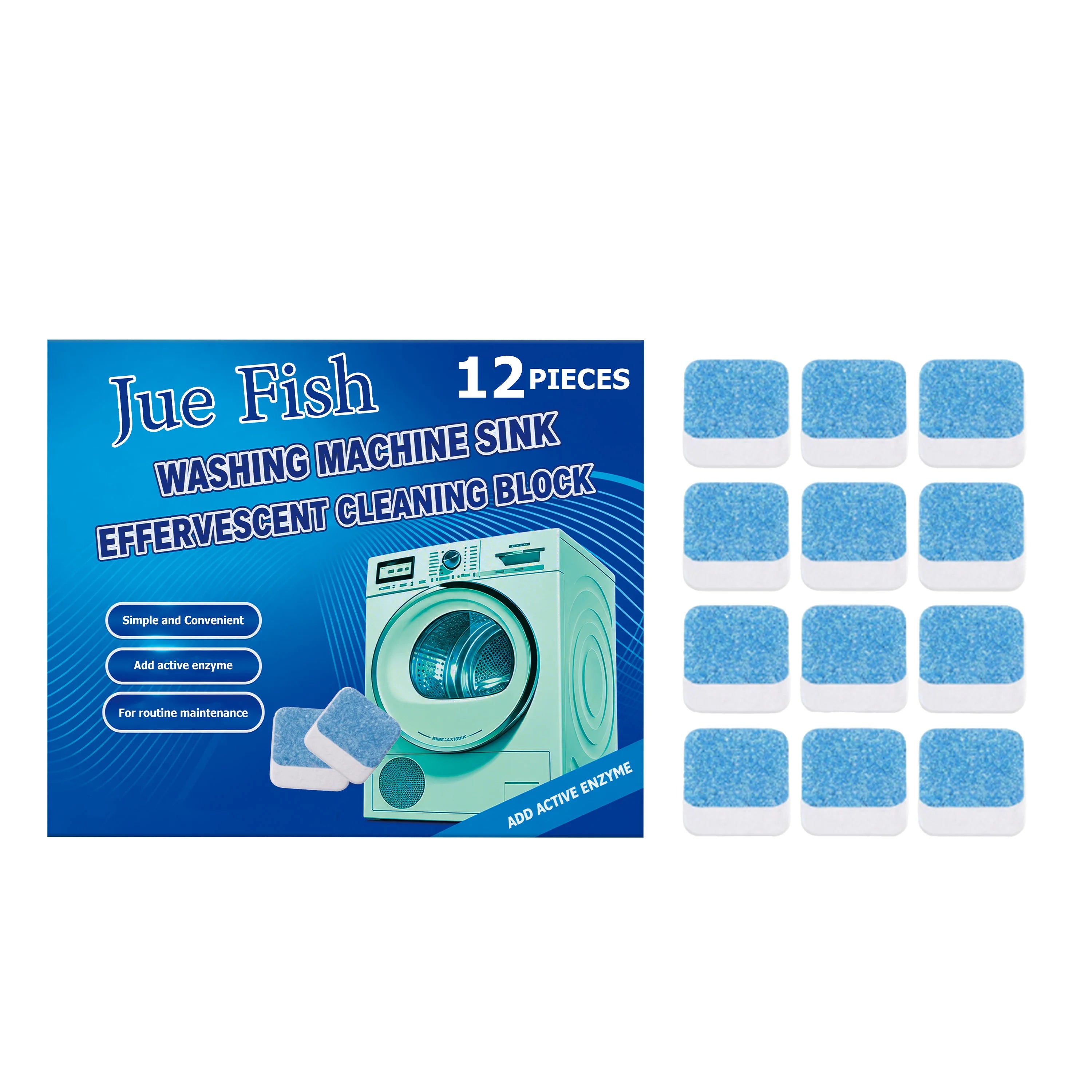 Washing Machine Effervescent Cleaning Tablets Removing Stains & Scale Eliminate Odors Routine Maintenance Washer Cleaning Sheet Qme 12PCS Boxed