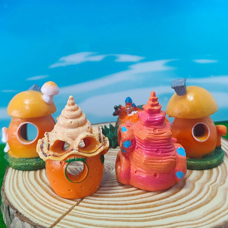 Fish Tank Decor Ornament Shrimp Hiding Shelter Mushroom Conch House Qme