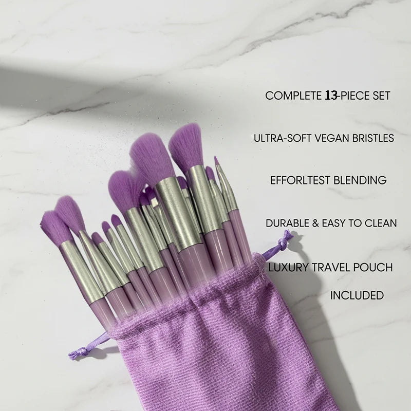 13-in-1 Makeup Brush Convenient Soft-bristled Blush Eye Shadow Qme purple