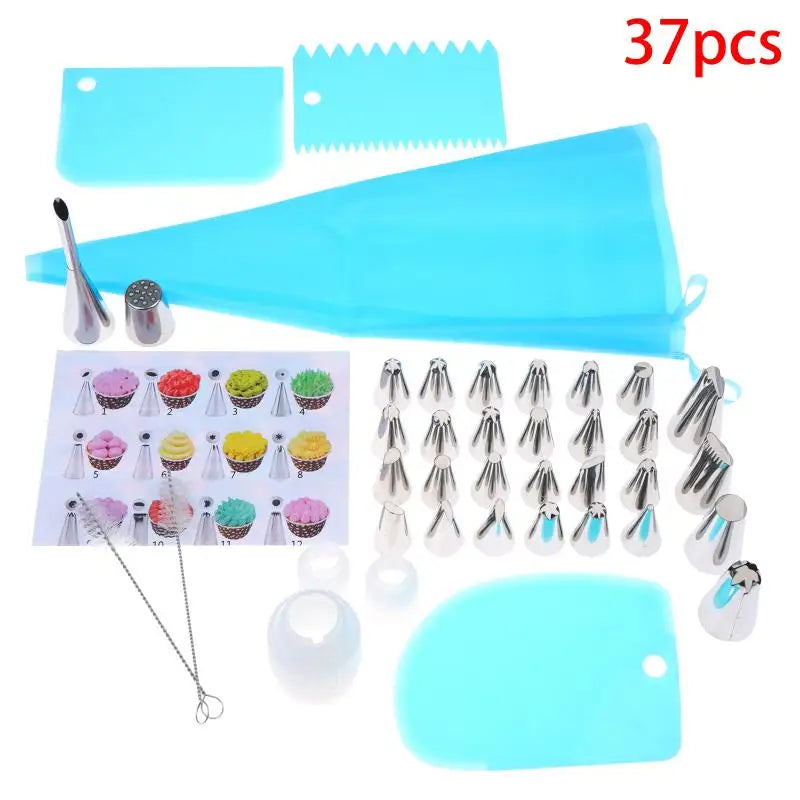 Stainless Steel 24 Icing Cream Piping Nozzle Tips Cake Decorating Qme 37PCS