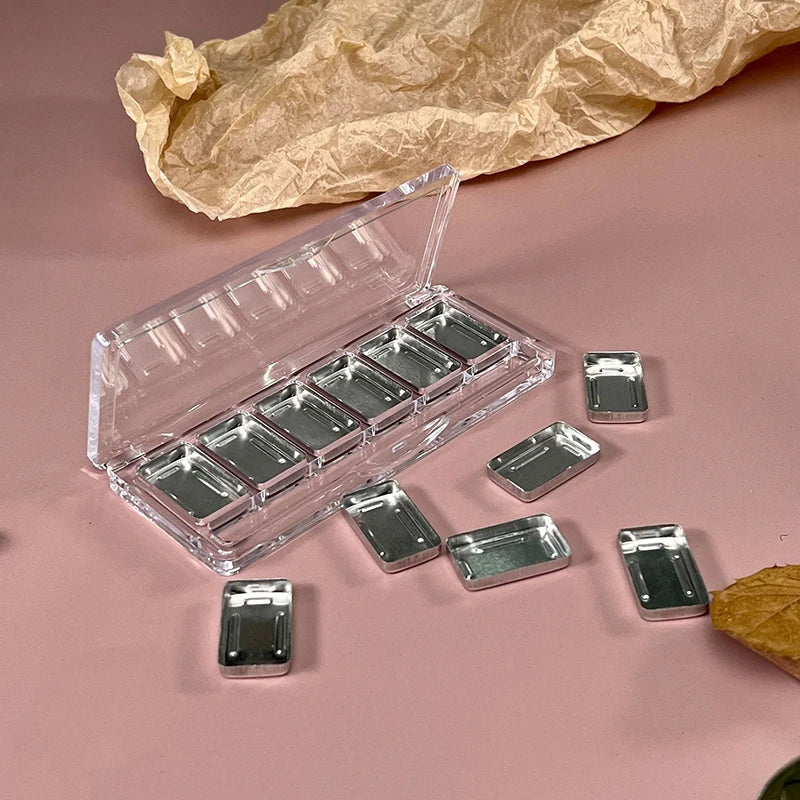 6-Grids Refillable Blusher Makeup Palette Cosmetics Case Holder DIY Qme