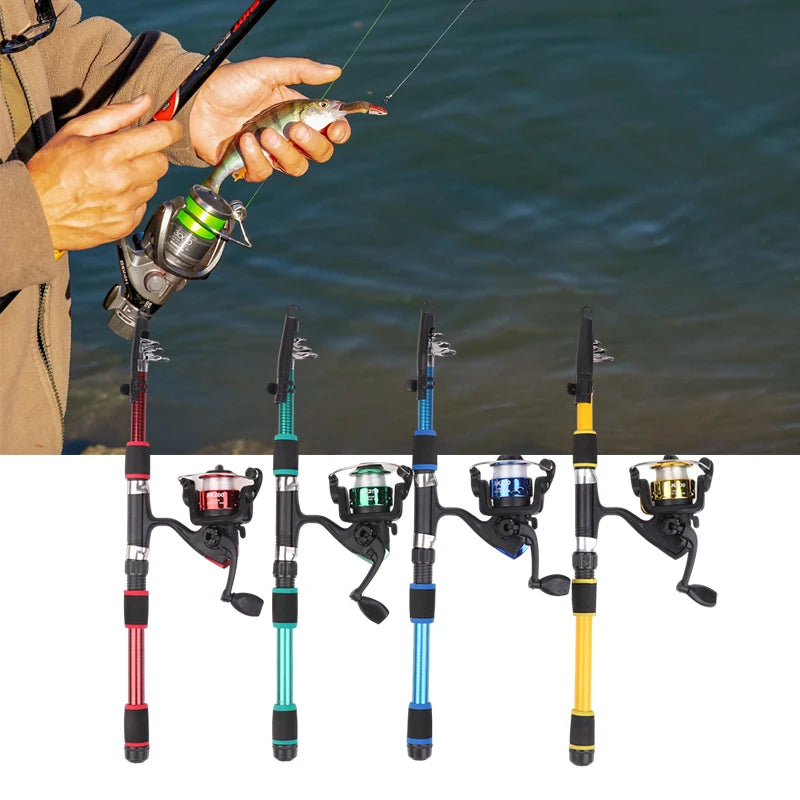 1 8M Telescopic Fishing Rod Spinning Reel Portable Seaing Pole Qme
