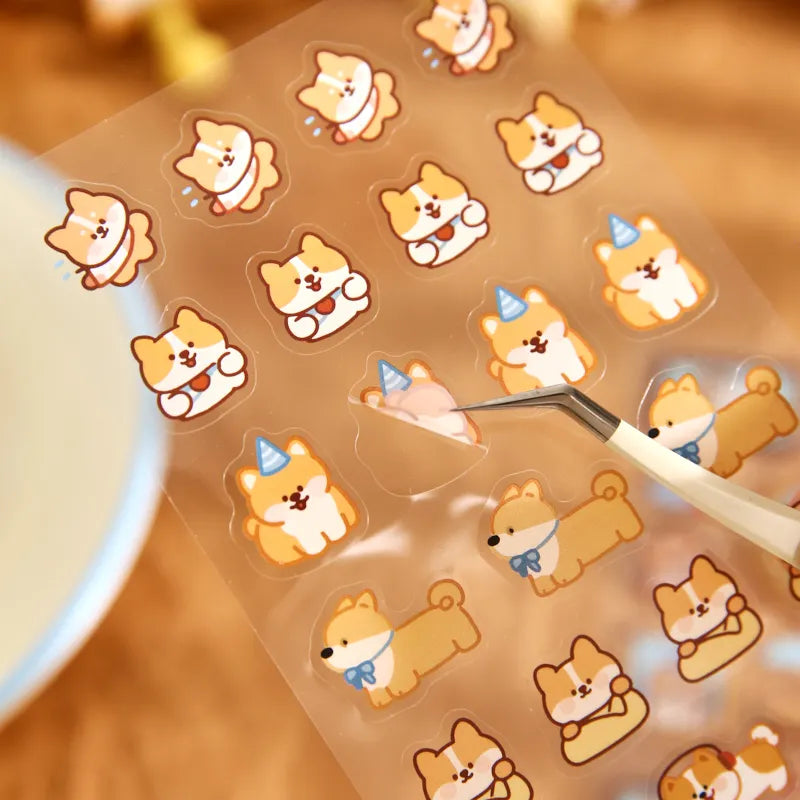 TIANZI Cute Pet Themed 3D Hand Account Dropping Adhesive Flat Stickers Pack 3/12 Pcs Aesthetic Decorative Stationery Supplies Qme