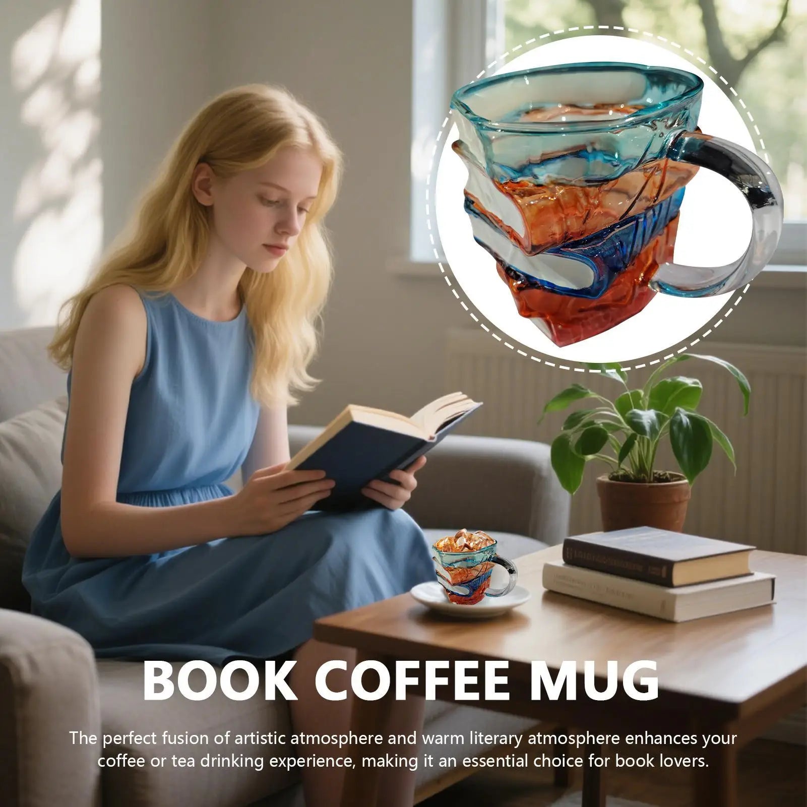 Colorful Book Cup Reading Lover Tea Mug Creative Table Decoration Decorative Handcrafted Drink Container for Teacher Literature Qme