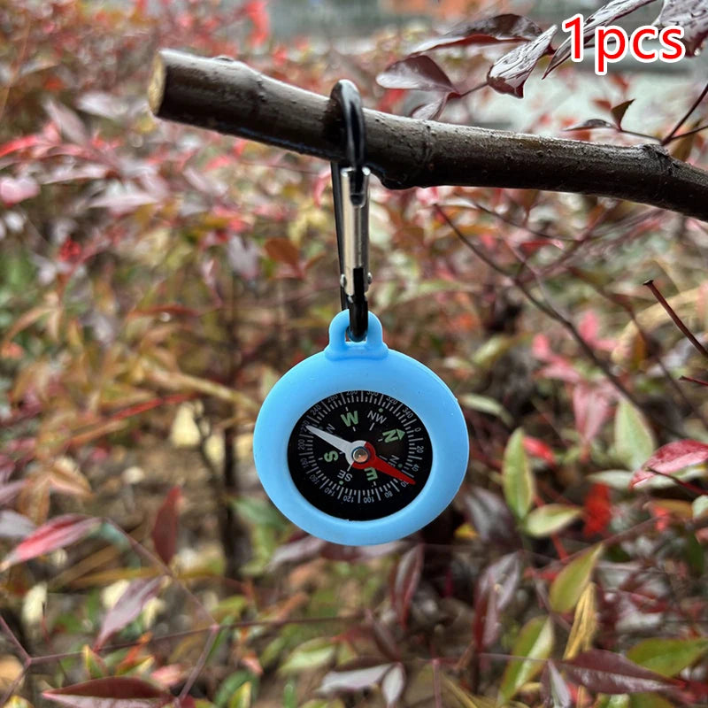 1 Bushcraft Compass Carabiner Hook Life Silicone Camping Pocket Qme 1pcs Blue