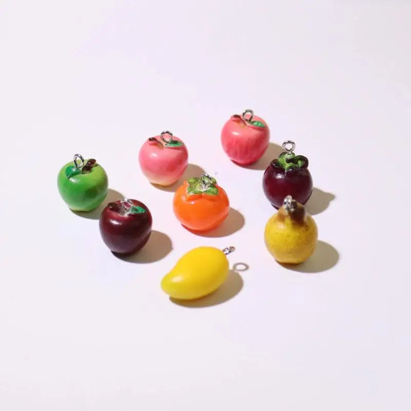 Cute 3D Simulated Resin Fruits Charms 2Pcs for DIY Handmade Jewelry Craft Making Earring Bracelet Phone Hanger Qme
