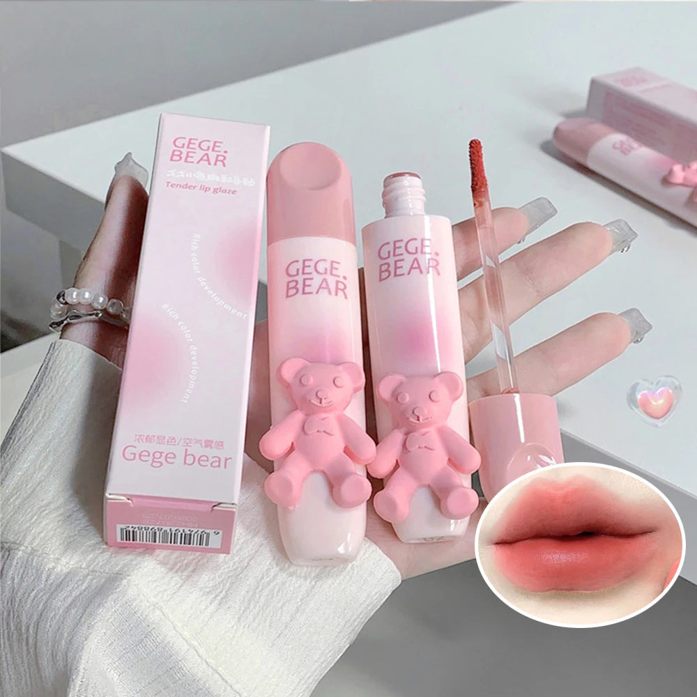 Gegebear Bear Lip Glaze Matte Velvet Lipstick Long-lasting Whitening Qme