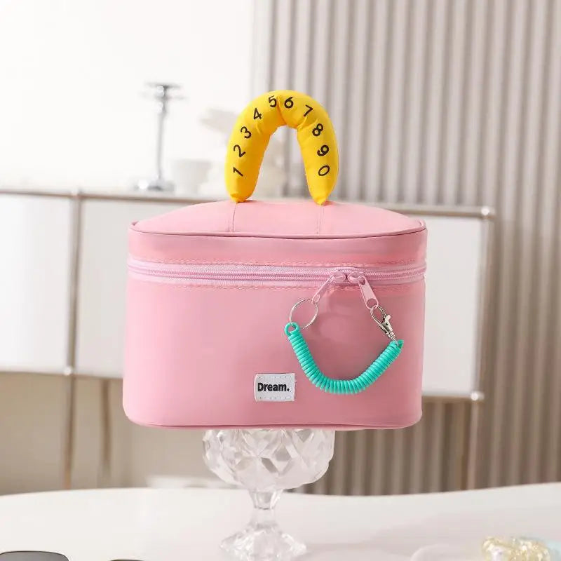 Makeup Bag, Large Capacity Waterproof Hand-Held Storage Bag, Cute And Portable, Business Travel Partition Layered Toileting Bag Qme A4