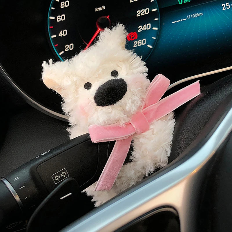 Cute Puppy Car Windshield Wiper Decorations Interior Plush Doll Qme A6