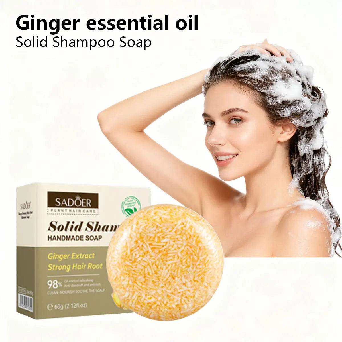 Ginger Jojoba Essential Oil Shampoo Soap Hair Care Deep Cleansing Qme Ginger Jojoba SOAP 60G