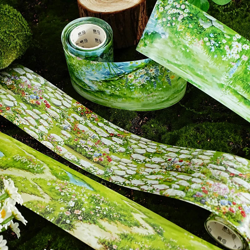 Spring & Summer Green Scenery Decorative Washi Tape Fresh Forest Landscape Tape, Junk Journals, and Polaroid Embellishment. Qme