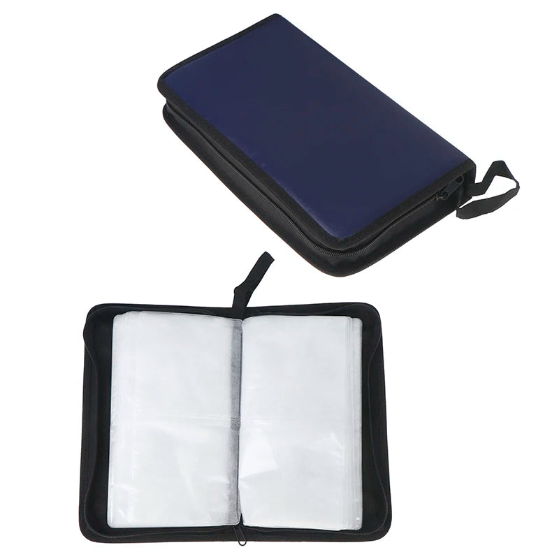 CD Sleeve Wallet Album Hard Box DVD Disc Carry Case Cover 80 PU Qme Blue