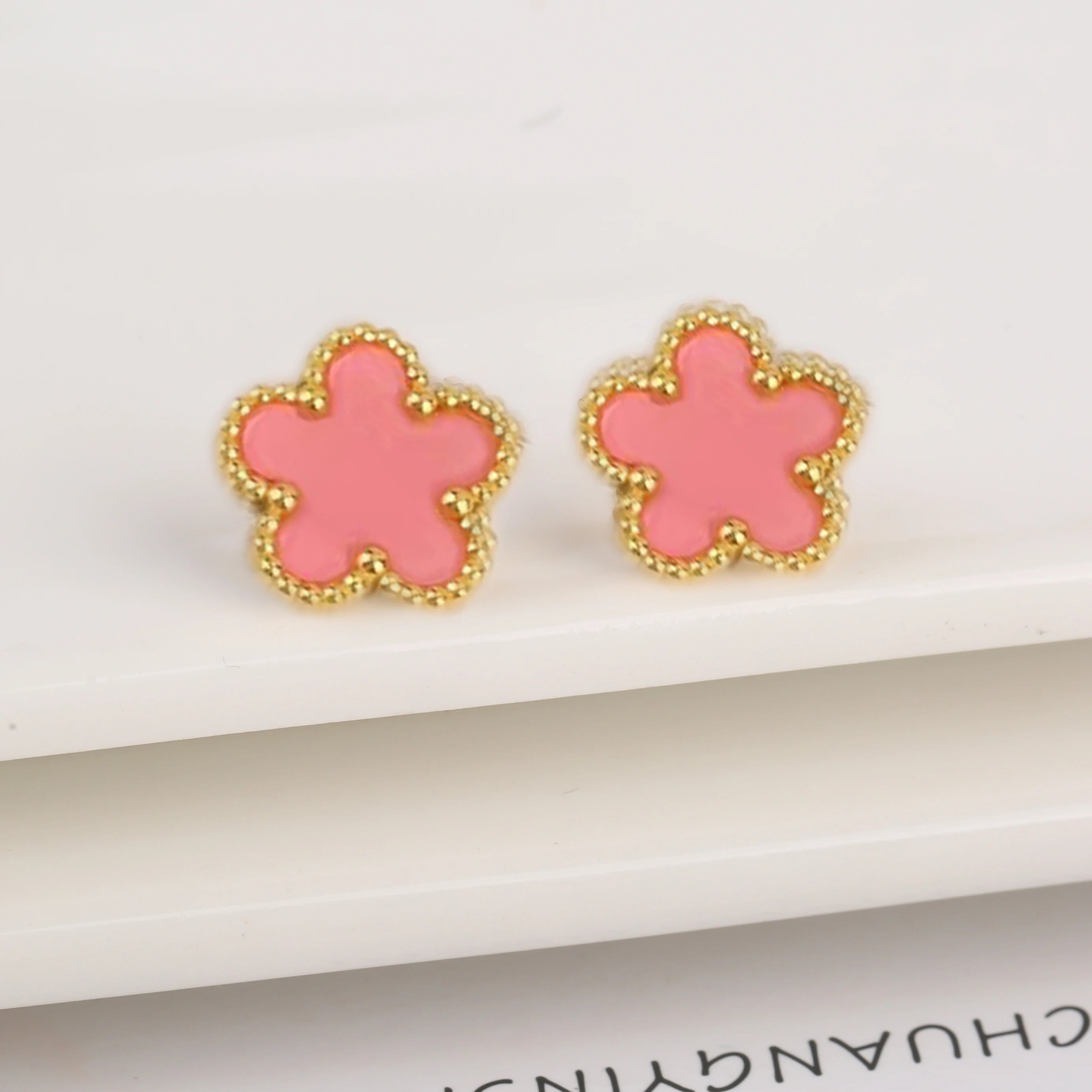 High Quality Stainless Steel Five-Leaf Flower Plant Earrings Classic Luxury For Woman Party Wedding Jewelry Hot Sale Clover Qme Earrings 10