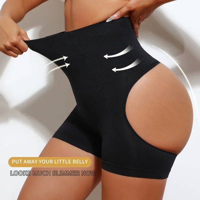 Women Waist Shaping Butt Lifting Underwear Bottoming Pants Sexy Qme black M