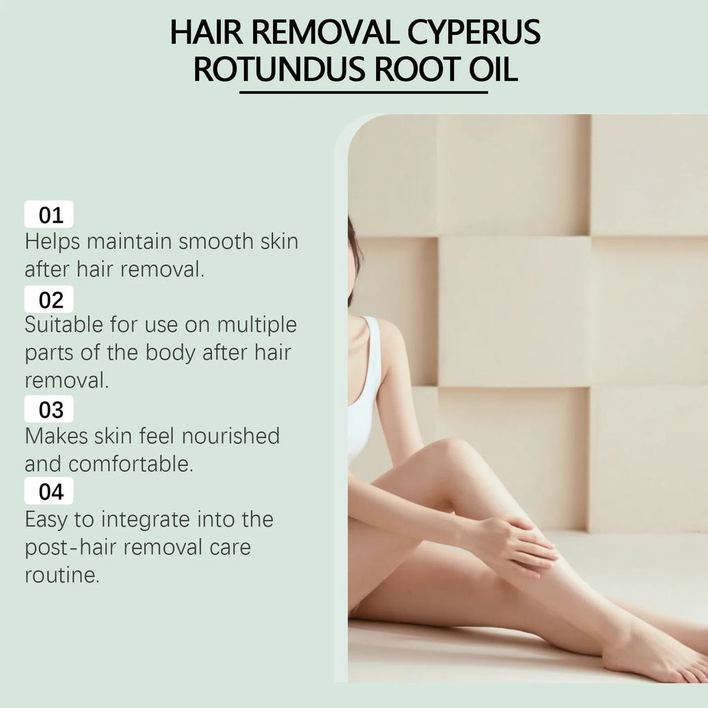 Cyperus Rotundus Root Oil for Hair Removal Smoothing Nourishing Body Skin Care Essential Oil Soothing Skin for Body Legs Arms Qme