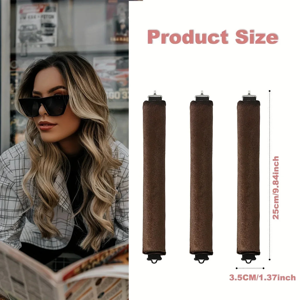 4 Hooks Rubber Curling Tool No Heat Curling Iron Big Wave Curling Tool Sleep Curling Plus Silk Scarf, Holiday Makeup, Christmas Qme