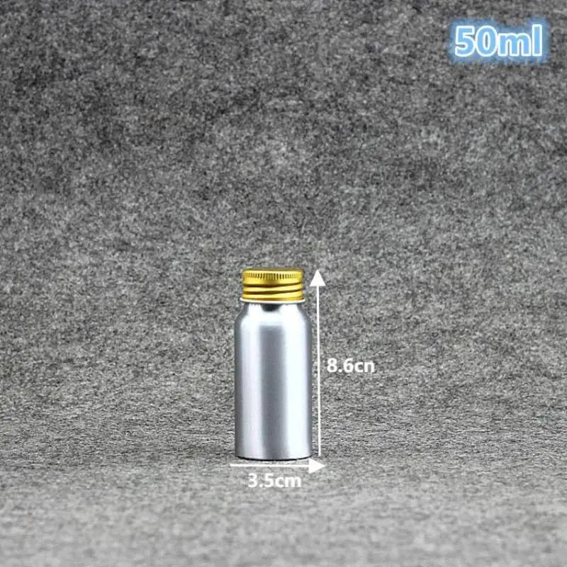 50ml-250ml Gold Aluminum Bottle With Screw Cap Perfume Cosmetic Toner Water Bottle Travel Protable Refillable Bottle Qme 50ml