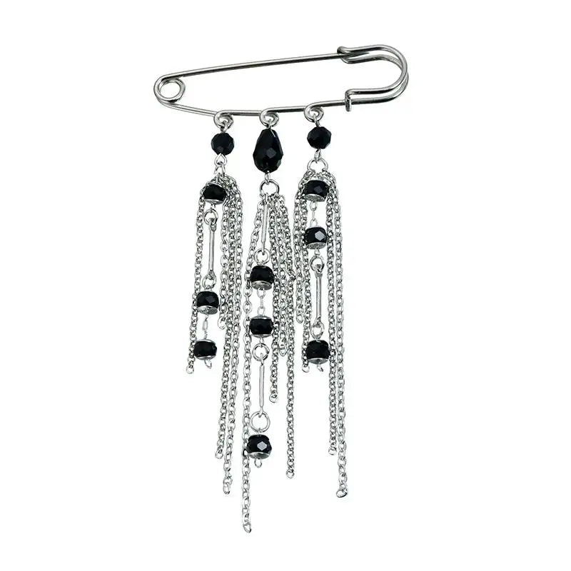 New Multi-Functional Chain Tassel Brooches Handmade Adjustable Clothes Accessory Detachable Beaded Chain Pin Women Qme T