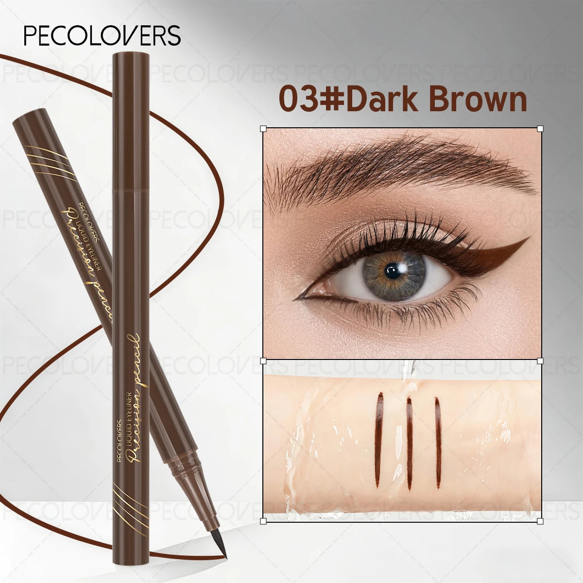 Pigmented Glide Eyeliner Pen Brown Black Waterproof Liquid Ultra-fine Qme 03