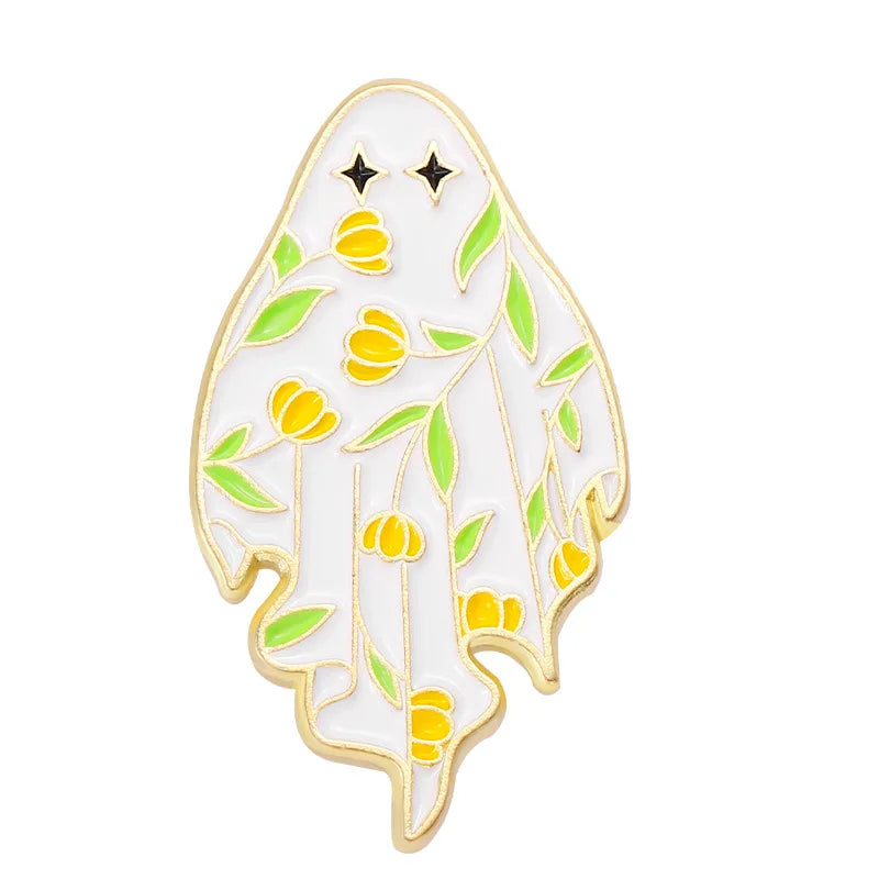 Ghost Enamel Pins Flower Punk Halloween Funny Cute Brooches Metal Badges Lapel Pin Women Kids Gifts Gothic Jewelry Wholesale Qme style 4