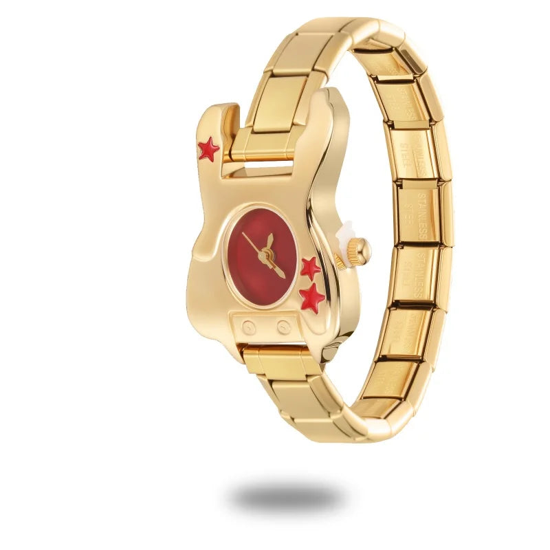 Wholesale Guitar Shape Stainless Steel Men's Women Watch Bracelet Fit