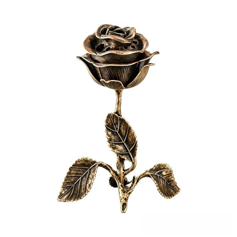 Retro Rose Scented Incense Burner Alloy Aromatherapy Stove Simulation Qme Bronze