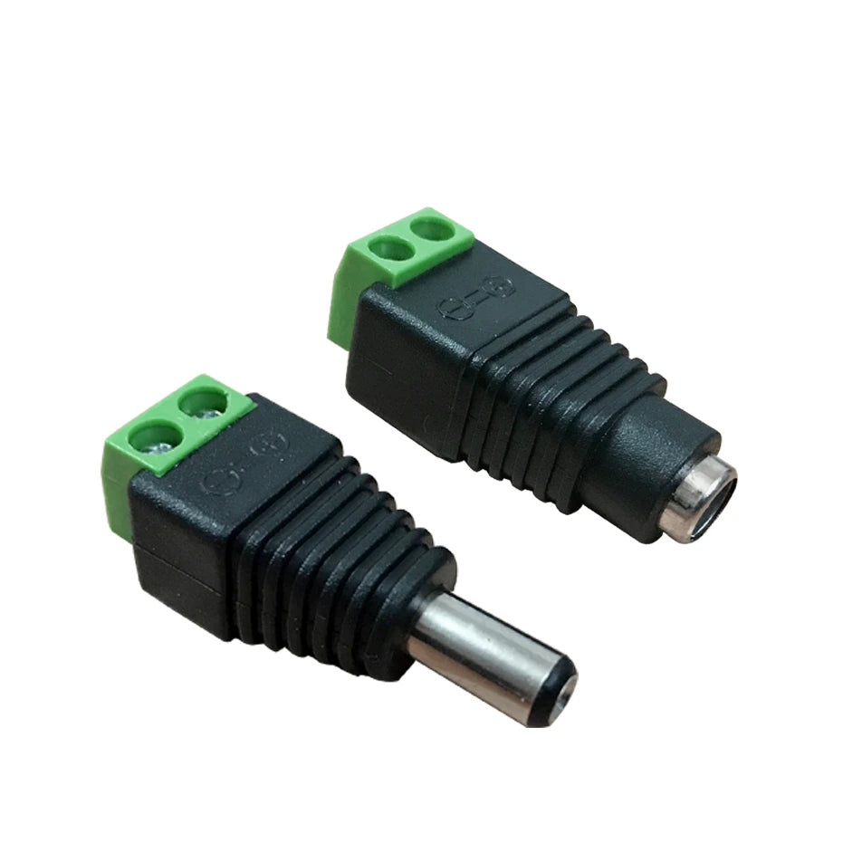 100pcs DC Male Female Connector DC12V 2.1mm X 5.5mm DC Power Plug Adapter Connector for CCTV Cameras LED Strp Qme 50male 50female