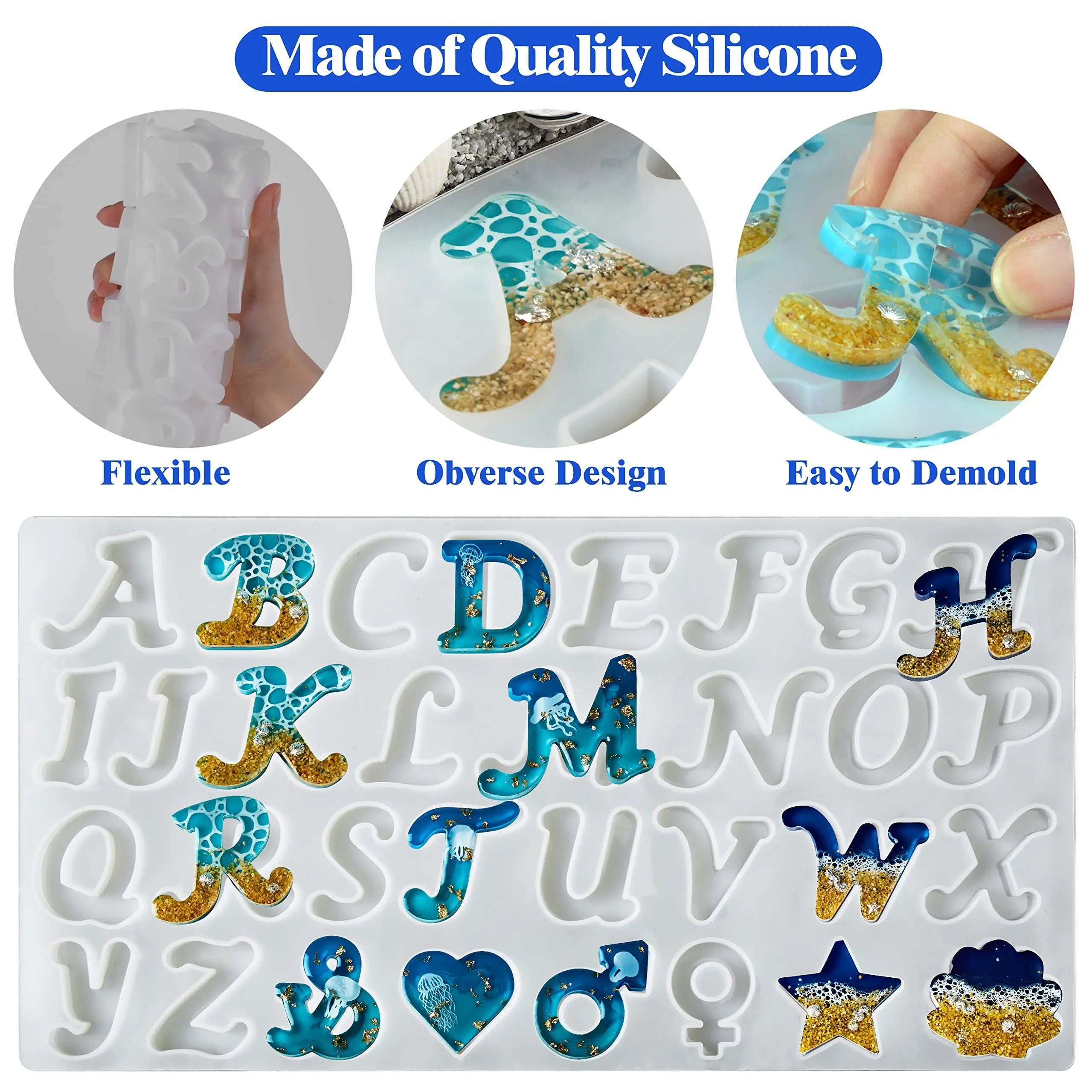 Alphabet Resin Molds Kit Backward Letter Number Silicone Casting Molds Resin Epoxy Molds For Keychain Making Pendant Jewelry DIY Qme