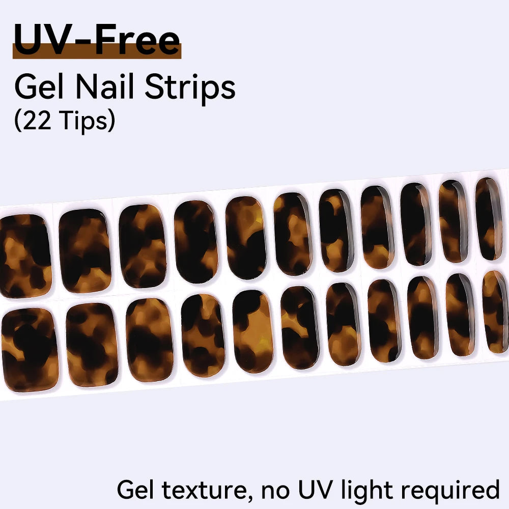 22Tips Sparkling Leopard Pattern Full Cover Nail Stickers French Qme BSA-0267