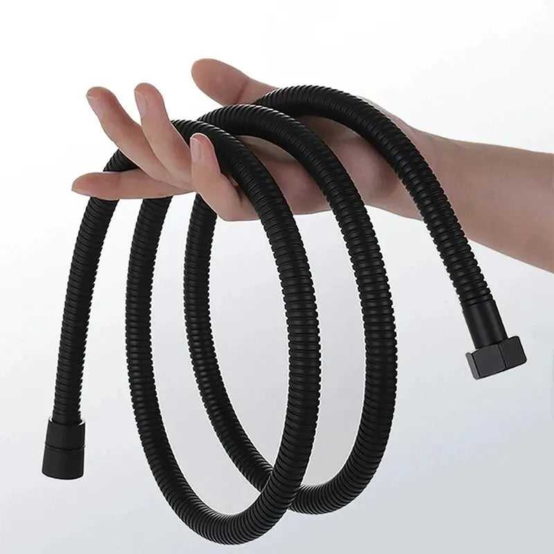 1.5M Black PVC Flexible Shower Hose Long Bathroom Shower Water Hose Extension Plumbing Pipe Pulling Tube Bath Accessories Qme